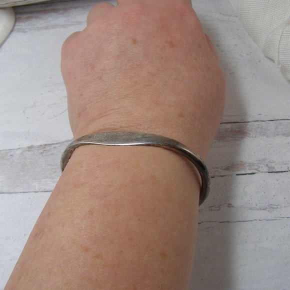 Vintage Sterling Silver ID Style Sleek Stacking Cuff Bracelet Mexico Engraveable - Picture 4 of 6